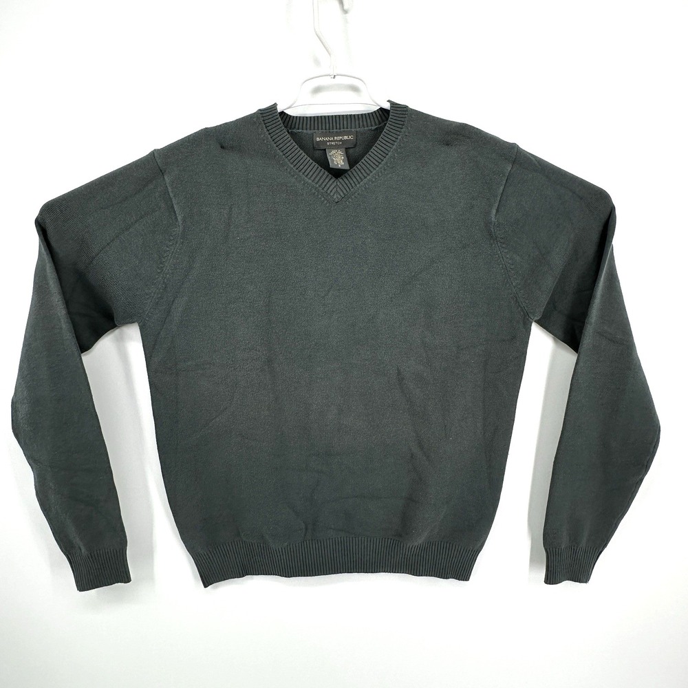 Vintage Banana Republic Hong Kong Cotton Sweater Green Mens S V Neck